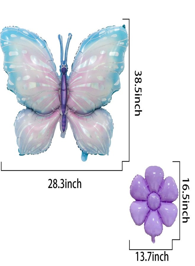 BIEUFBJI Butterfly Balloons Gradient Purple Colorful Butterfly Foil Balloons Birthday Party Flower Decoration Flower Theme Party Balloon Decoration Birthday Wedding Balloon - Image 2